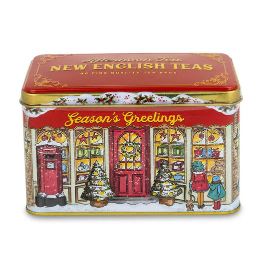 Season's Greetings Christmas Tea Tin With 40 English Breakfast Teabags