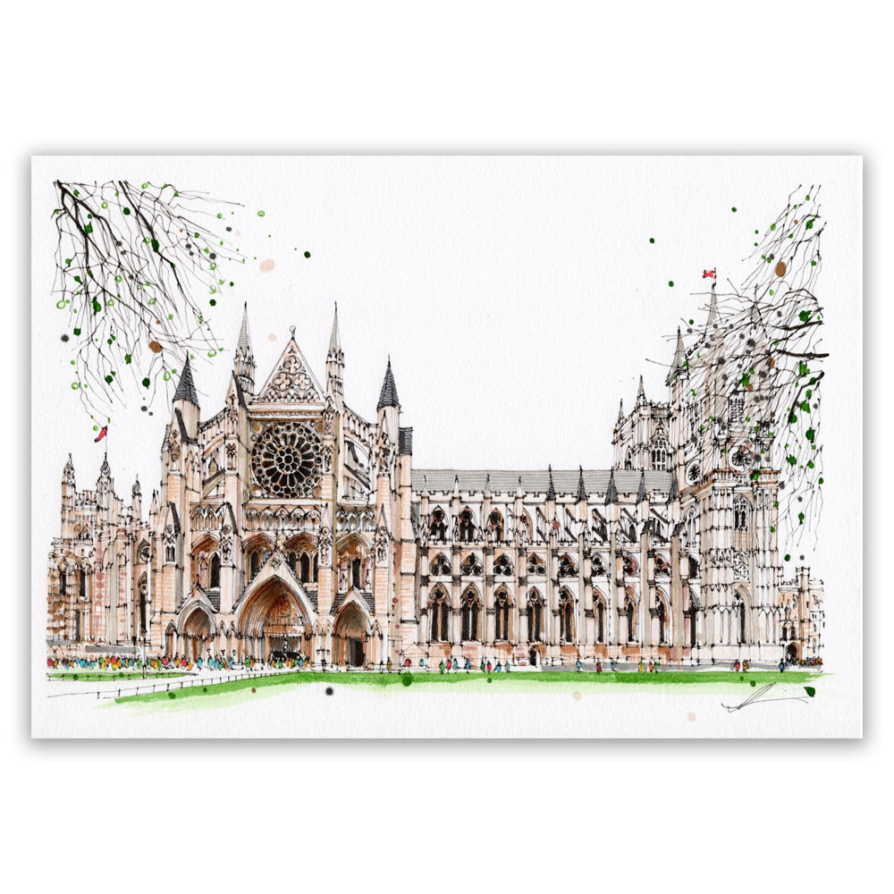 Westminster Abbey A3 Print. Premium Linen Card Stock