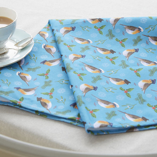 Christmas Military Robins Tea Towel