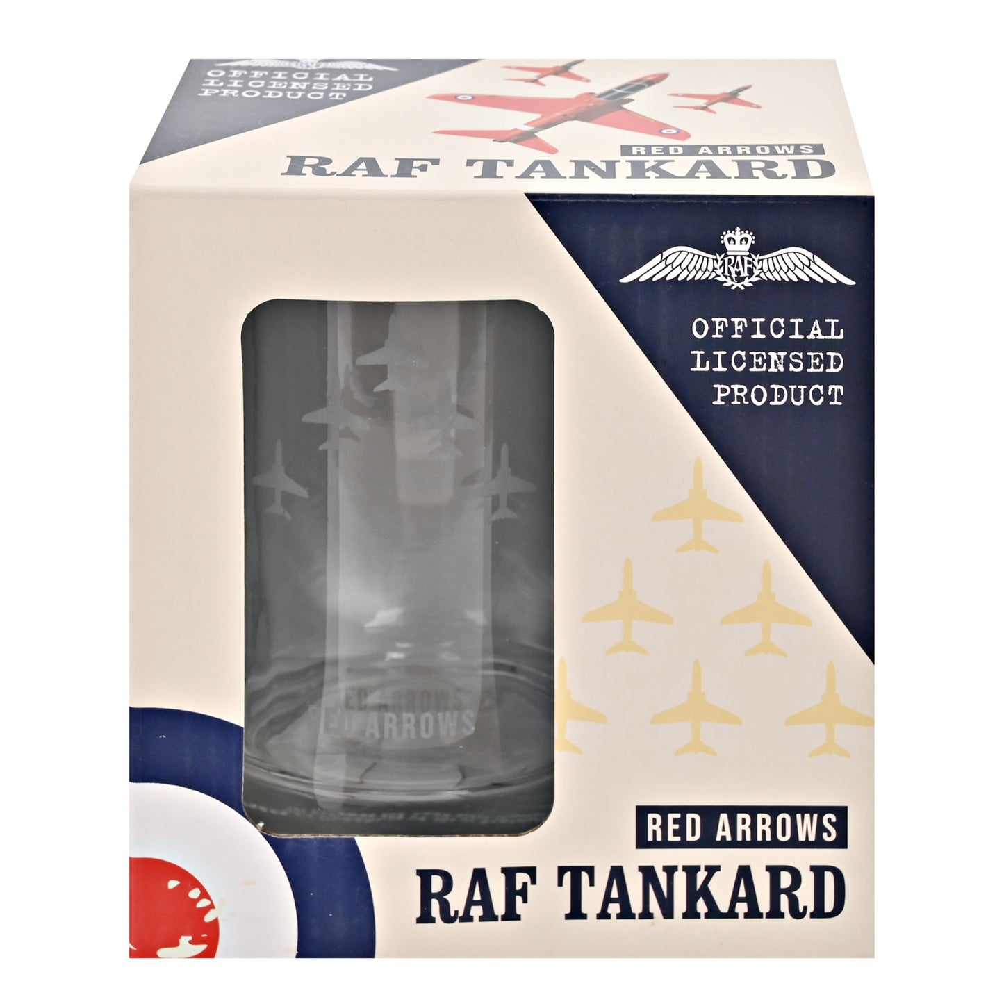RAF Tankard packaging with airplane designs on a white background