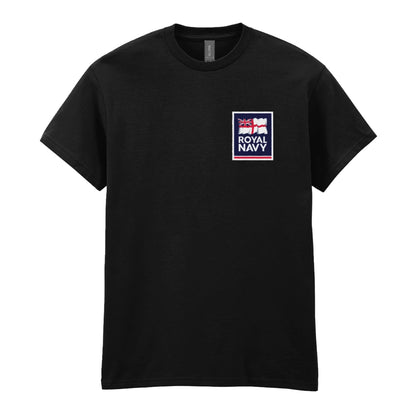 A black t-shirt showing an MOD licensed Royal Navy 'logo' to left chest.