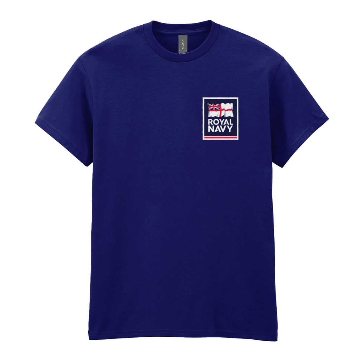 A navy t-shirt showing an MOD licensed Royal Navy 'logo' to left chest.