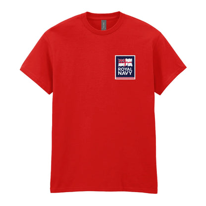 A red t-shirt showing an MOD licensed Royal Navy 'logo' to left chest.