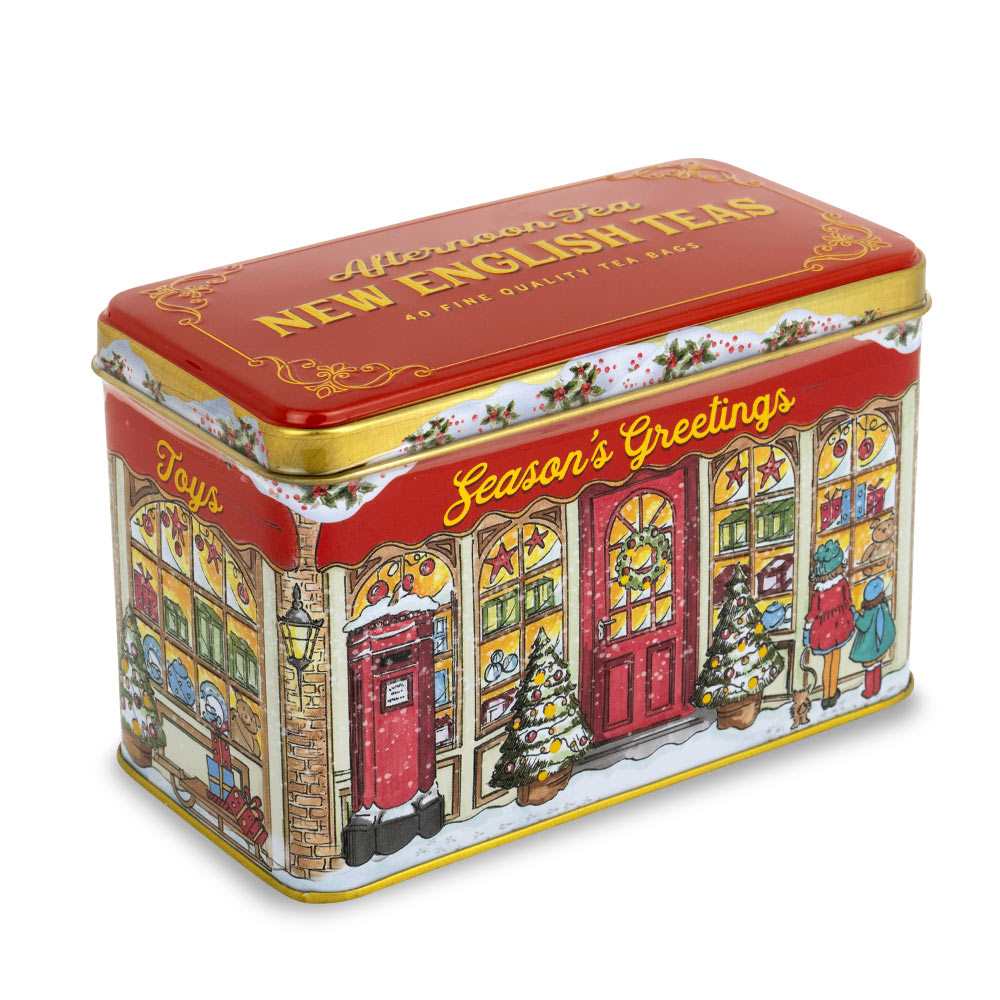 Season's Greetings Christmas Tea Tin With 40 English Breakfast Teabags