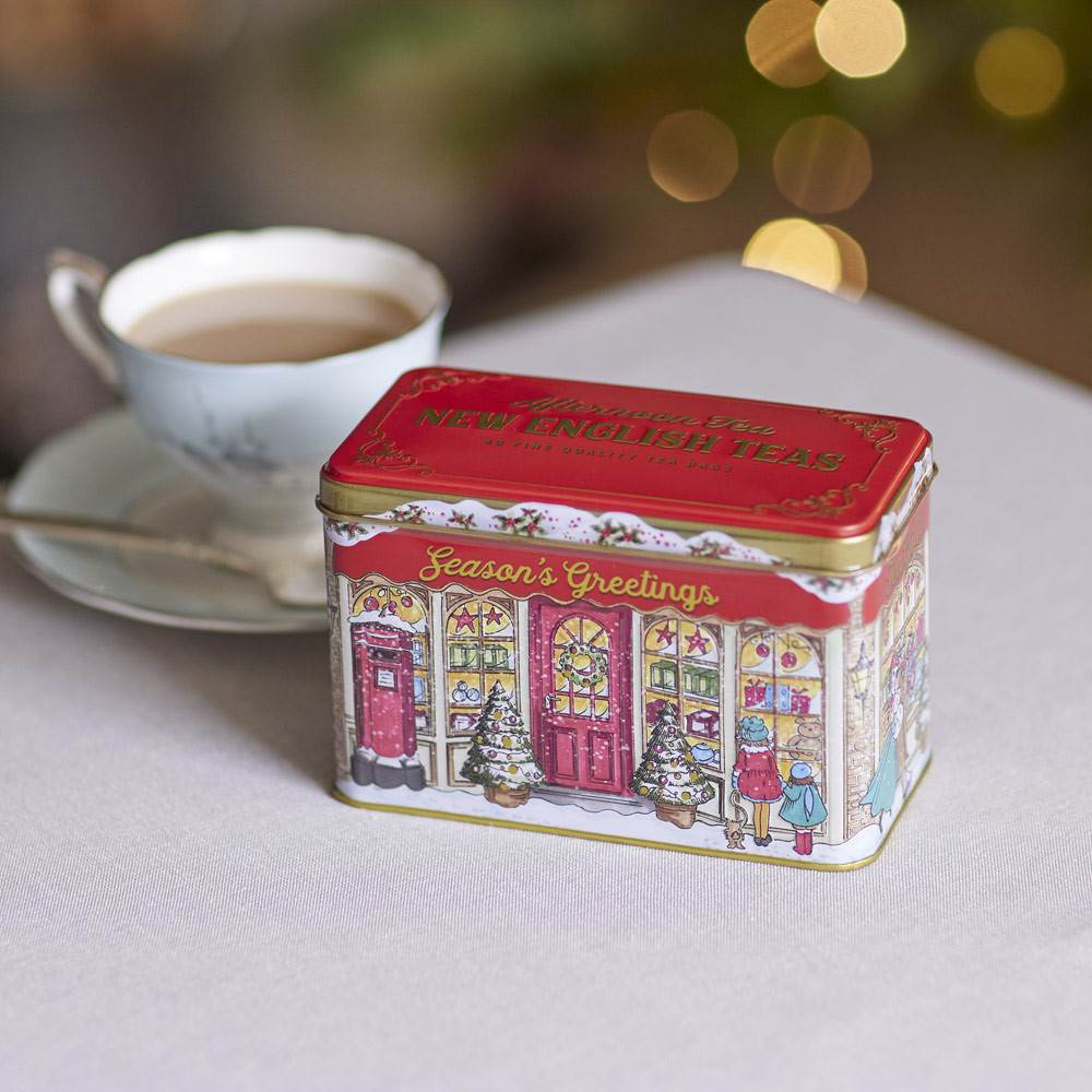 Season's Greetings Christmas Tea Tin With 40 English Breakfast Teabags
