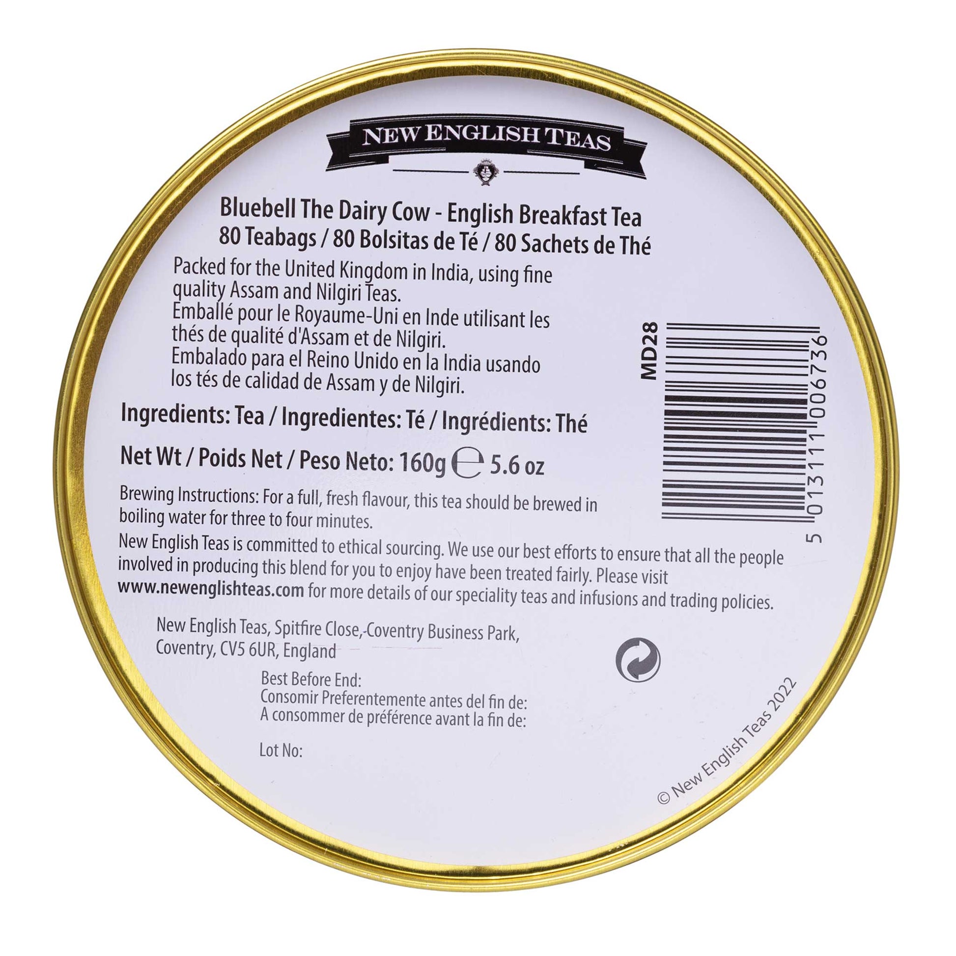 Base of tin showing Brewing instructions.