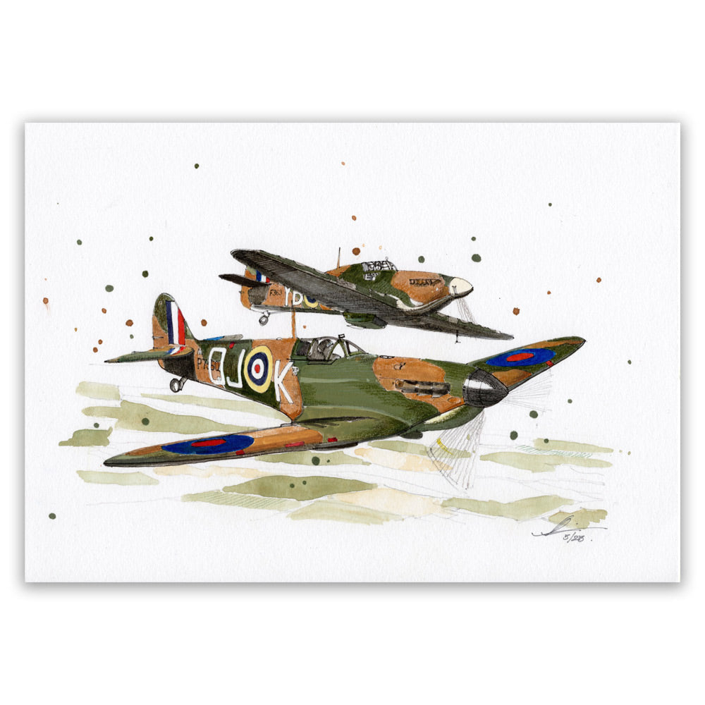 Spitfires A3 Print. Premium Linen Card Stock