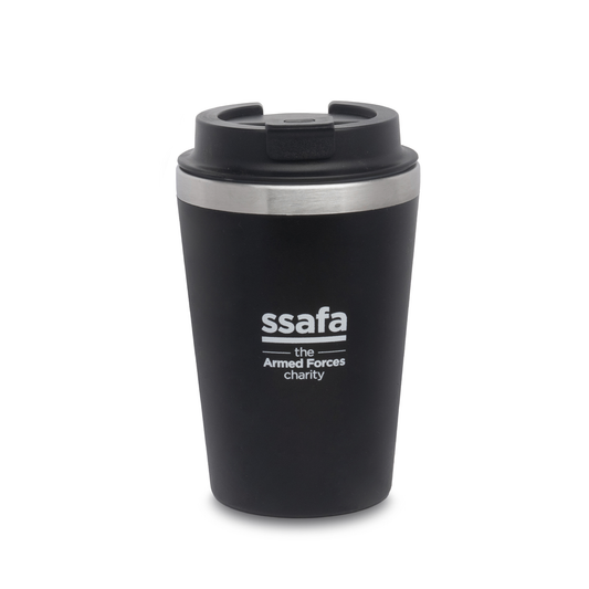 SSAFA Stainless Steel Metal Double Walled Travel Mug 350ml Black