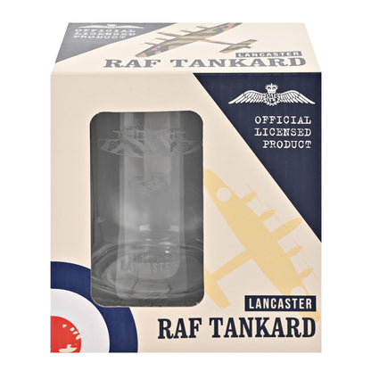 Lancaster RAF Tankard packaging with clear tankard inside