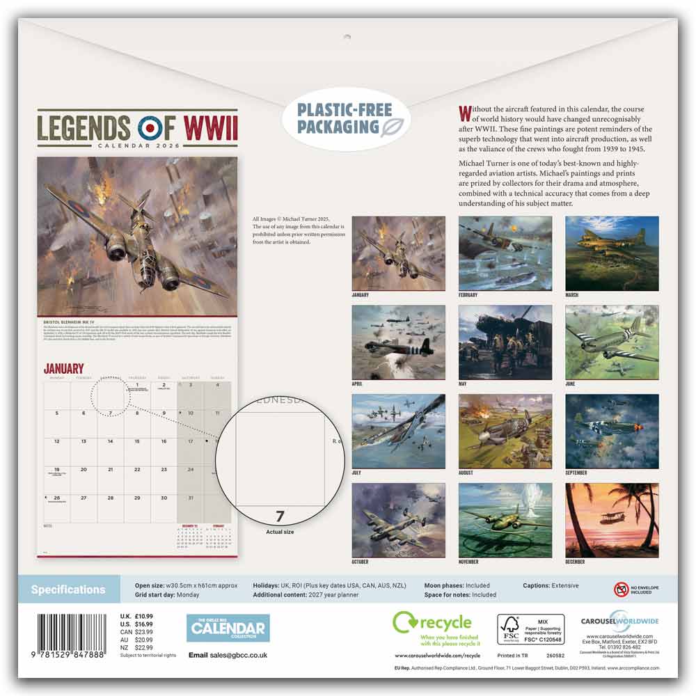 Legends of WWII Wall Calendar 2026